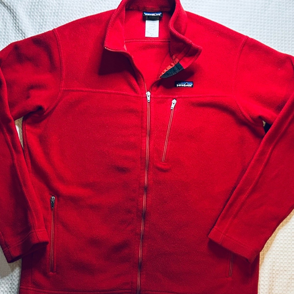 Patagonia Synchilla Men's Large Full Zip Fleece Jacket Red Midweight (46" Chest) - Picture 5 of 14